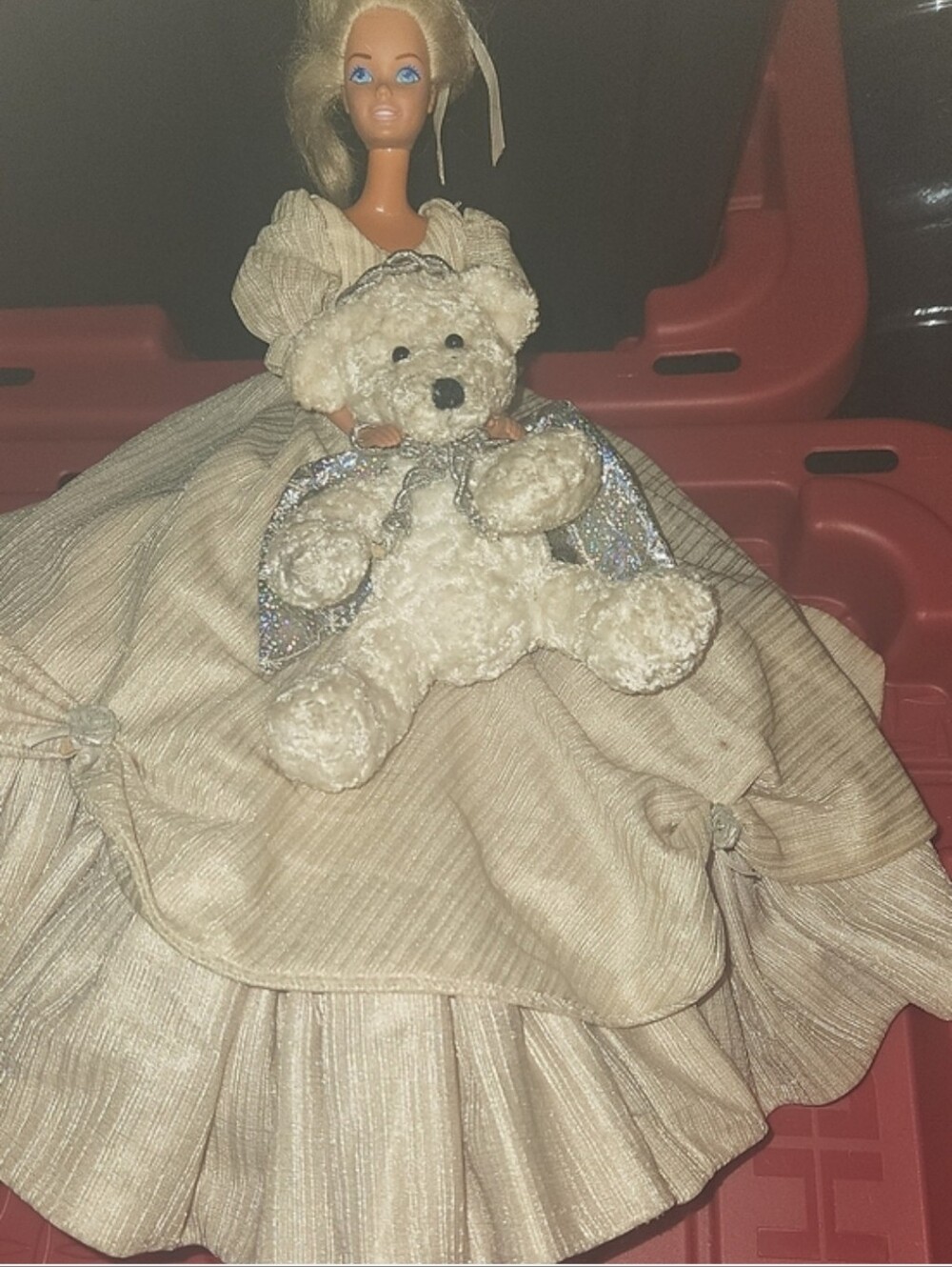 Vintage Victorian Style Barbie With Teddy Bear